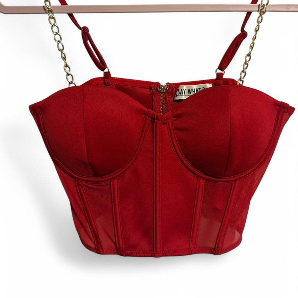 Chic Red Top with Gold Accents